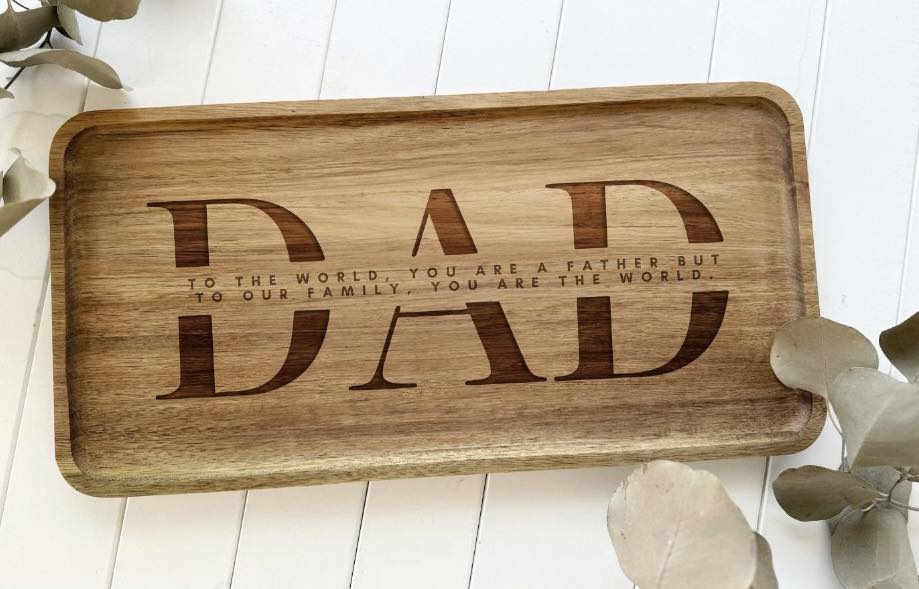 "DAD" Engraved Wooden Valet Tray