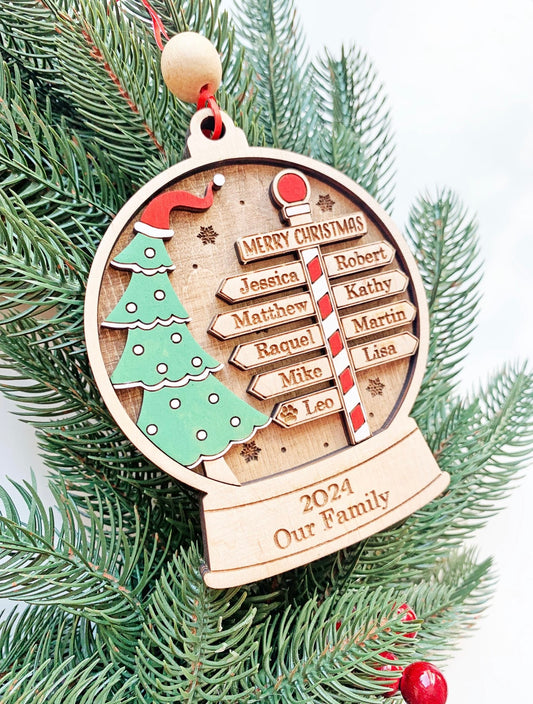Personalized "North Pole Signpost" Family Christmas Ornament